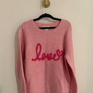 cupcakes & cashmere Pink Love Crew Neck Sweater